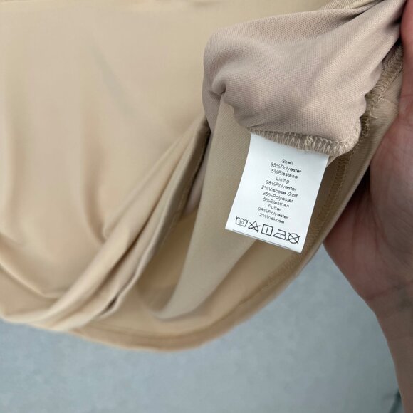 Grace Karin Womens Flutter Sleeve Surplice Blouse Top Size XL Tan Office NEW - Picture 8 of 13